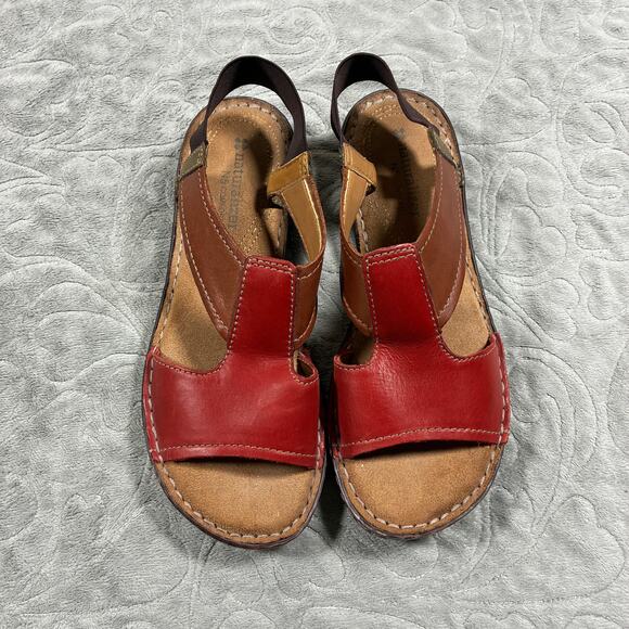 Naturalizer Sandals Womens 6 Red Brown Slingback Leather Western Summer Y2K - Picture 1 of 8